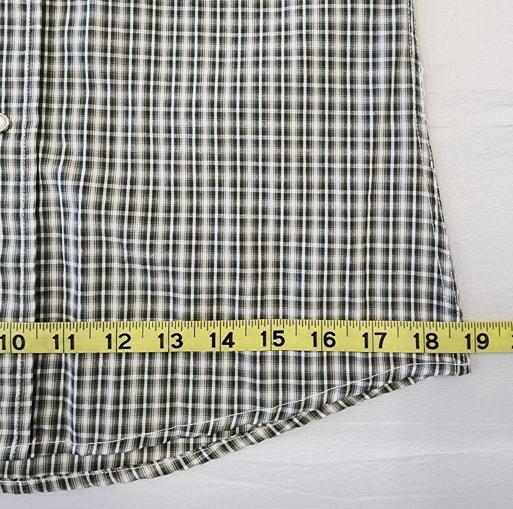 PANHANDLE SLIM Men's Green Western Yoke Pearl Snap Plaid Shirt, sz SM / 14.5 - Picture 5 of 12